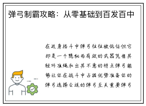 弹弓制霸攻略：从零基础到百发百中